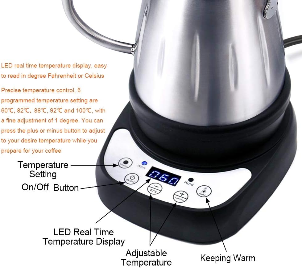 Diguo Variable Temperature Digital Electric Gooseneck Kettle, Pour Over