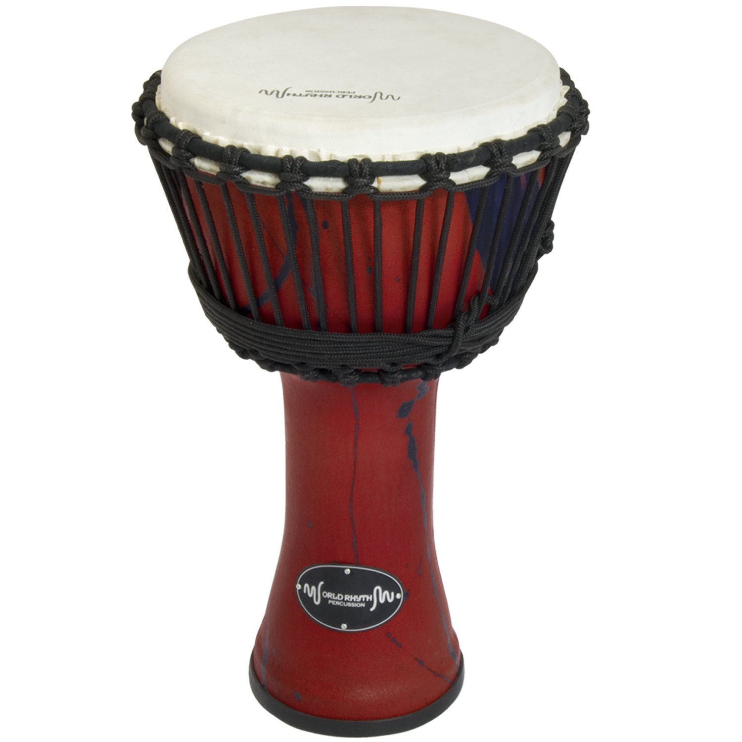 World Rhythm 10” Rope Tuned Djembe Drum – Red African Synthetic Hand Drum