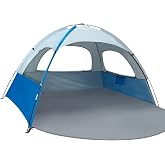 NXONE Beach Tent Sun Shelter, UPF 50+ UV Protection, Easy Setup | Family Beach Shade, Wind Resistant Design, Breathable Mesh Ventilation, Portable Carry Bag, Beach Camping Use