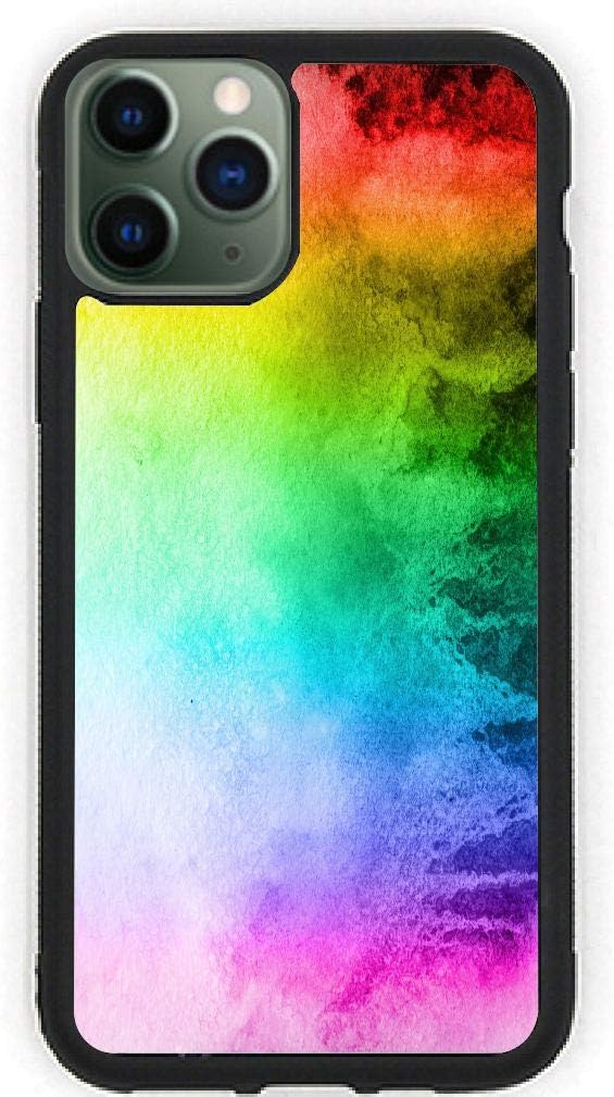 Hard Rubber Phone Case for iPhone 11 Pro Max Case Cover - Rainbow Paint Watercolor Design