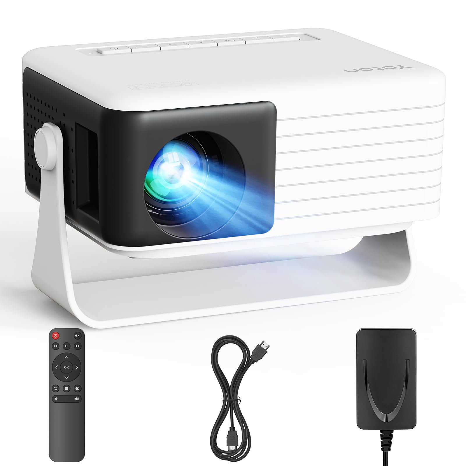 Yoton Y3 Mini Projector 2026 Upgraded Auto Keystone Portable Projector for bedroom, 360° Rotating, 50% Zoom, 1080P Supported, Compatible with iOS/Android/TV Stick/HDMI/USB/TF Card（Black）