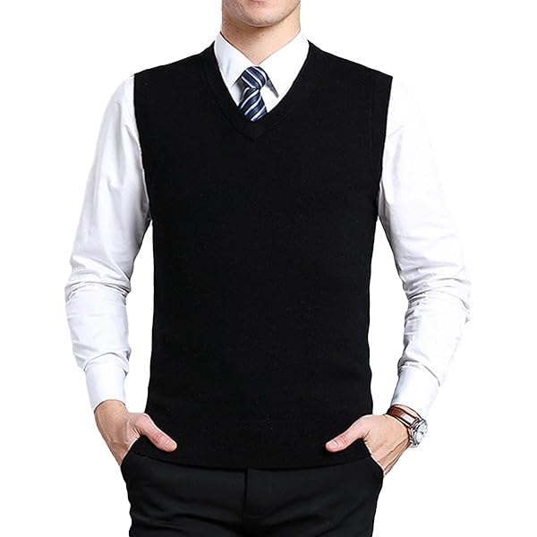 Amazon.com: Mens Sleeveless V-Neck Sweater Vest Wool Blend Knitted