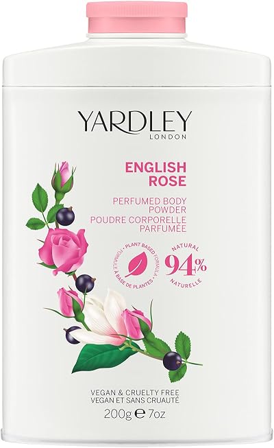 Yardley London English Rose Perfumed Body Powder 200g - Classic Floral Talc