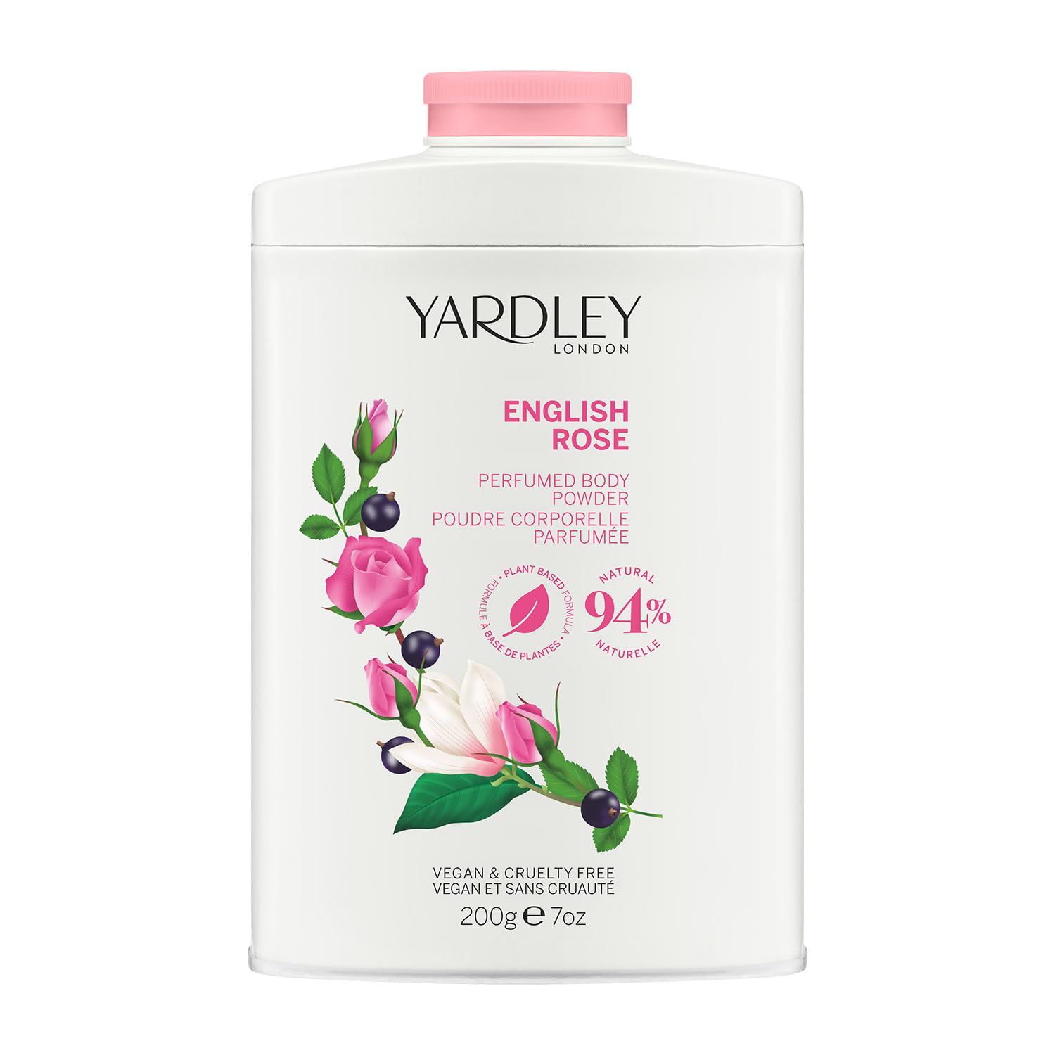 Yardley London English Rose Perfumed Body Powder 200g – Refreshing Talcum Powder with Classic Floral Fragrance