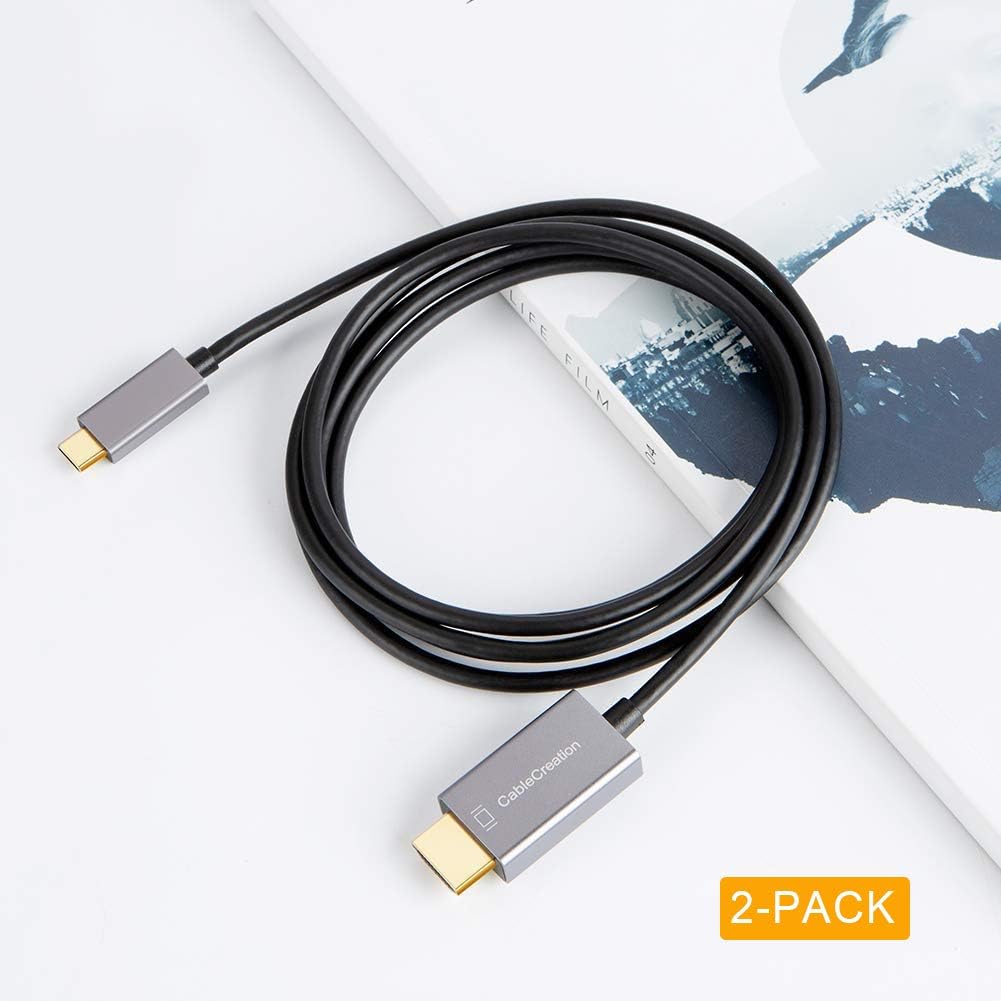 CableCreation 6FT USB C to HDMI 4K Aluminum Slim-port Cable Adapter, Compatible with MacBook Pro 2019,XPS 13, Yoga 910, Spectre 13, Galaxy S10, Stream Desktop/Laptop/Cellphone to TV, Projector,Monitor