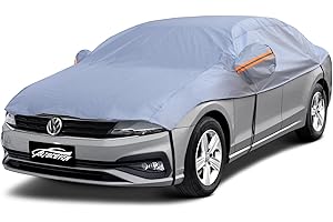 ALTOCOVER Half Car Cover Sedan, Top Cover for Windshield & Sunroof Protection with Cotton Liner, Hail Protector Car Cover Waterproof All Weather for Snow, Sun,Rain,Dust