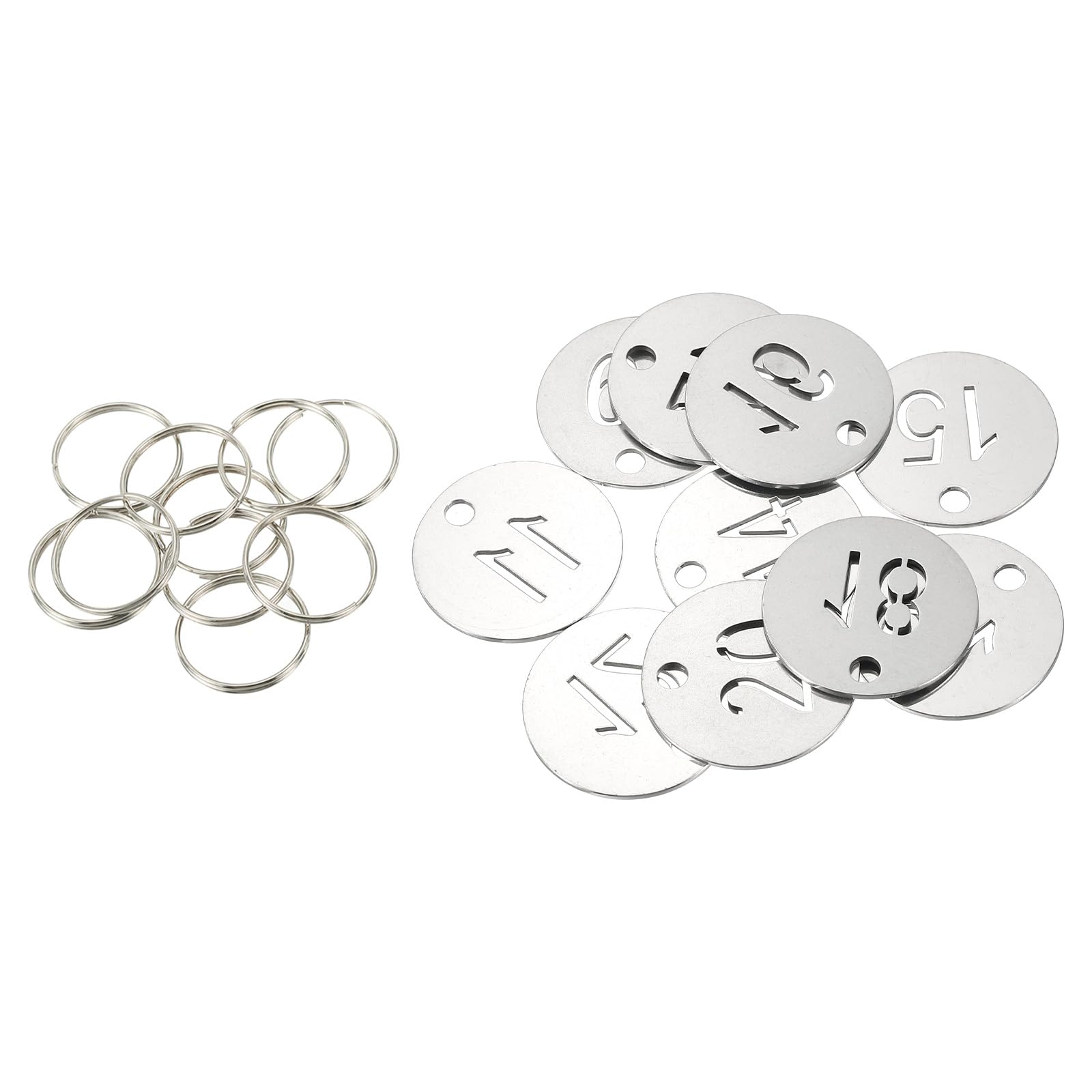 PATIKIL Number Key Tag, 30mm Stainless Steel 11-20 Number ID Tags Keychain Hollowed Numbered Key Tags with Rings Identifiers Keys Label for Dormitory Keys House Lockers