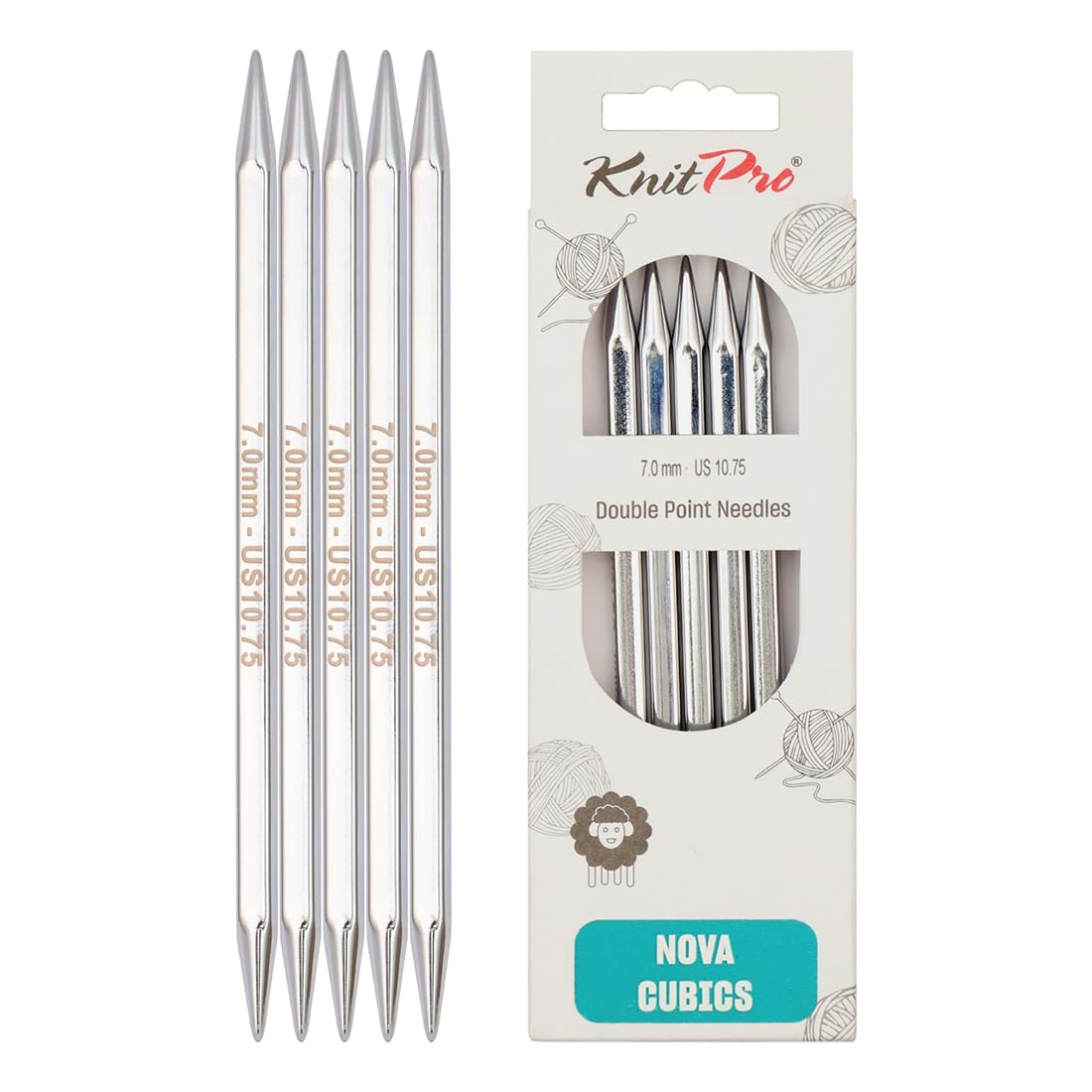 KnitPro Nova Cubics Double Pointed Needles 8" (20cm) | 7.00mm