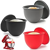 LETOMS Silicone Bowl Liner for KitchenAid Tilt-Head 5QT Mixers - 3 Liners & 3 Lids Included, Leak-Proof Sealing Design, Easy-