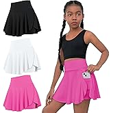 OEBLD Girls Athletic Skort High Waist Tennis Skirts with Shorts Butterfly Ruffle School Skirts with Pockets