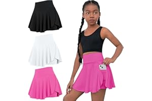 OEBLD Girls Athletic Skort High Waist Tennis Skirts with Shorts Butterfly Ruffle School Skirts with Pockets