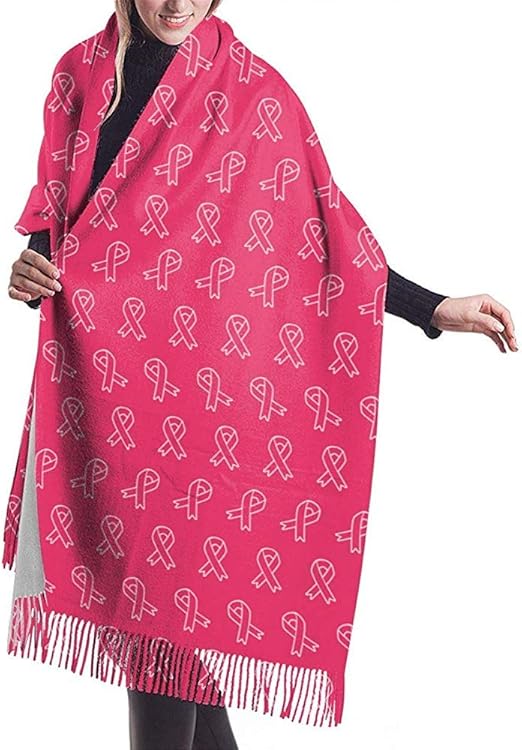Breast Cancer Awareness Ribbons Print Warmer Pashmina