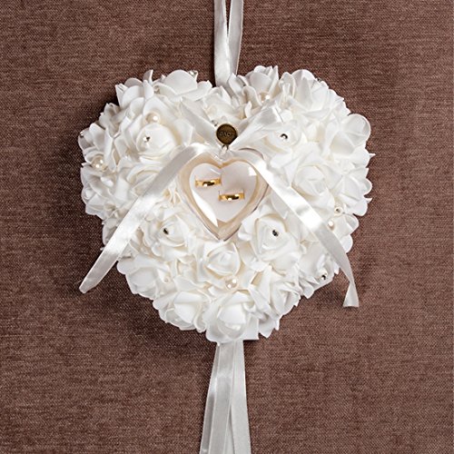 MAYMII Wedding Ring Pillow Heart Box With Pearl Ribbon Wedding Ceremony For Wedding Supplies Gift - Thumbnail 4