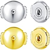 fomissky-sisa Locking Earring Backs for Studs Earring Backs Replacements | 2 Pairs Hypoallergenic Screw Earring Backs, 18K Gold/White Gold Plated, Secure Locking Fit for 0.8mm Diamond Stud Posts
