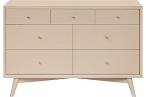 babyletto Palma 7-Drawer Assembled Double Dresser in Taupe, Greenguard Gold Certified