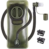 2L Hydration Bladder, BPA Free Water Bladder for Hiking Backpack 2 Liter Military Green Water Storage Bag with Insulated Tube, Hydration Back Pack Replacement for Outdoor Camping Running Cycling