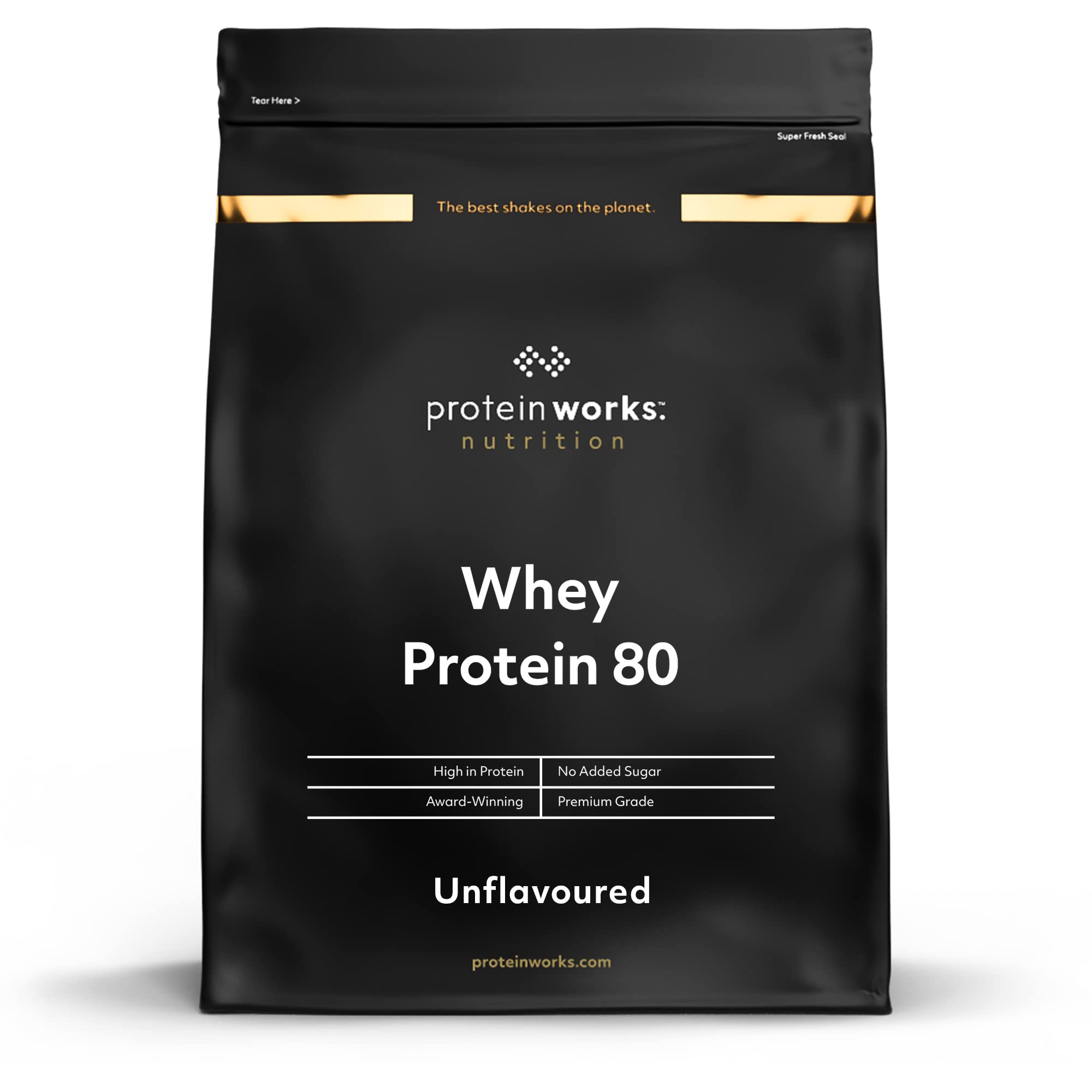 Protein Works - Whey Protein 80 (Concentrate), Low Calorie Protein Shake, Whey Protein Shake, 16 Shakes, Unflavoured, 500g