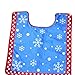 MrXLWhome Snowman Toilet Seat Cover Rug Set of 3, Bathroom Blue Christmas Holiday Decorations
