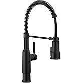 Delta Theodora Pro Style Commercial Kitchen Faucet with Pull Down Sprayer, Single Hole Matte Black Kitchen Sink Faucet, Singl