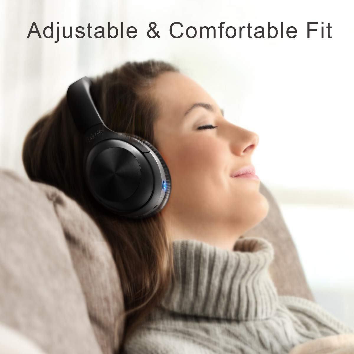 iTeknic Active Noise Cancelling Headphones,Over Ear Bluetooth Headphones Wireless Headset Bluetooth 5.0 Hi-Fi Sound Deep Bass,Quick Charge,15-20 Hours Playtime with Superior Noise-Cancelling Mic