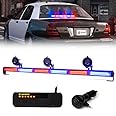 Xprite 35" COB LED Emergency Traffic Advisor Strobe Light Bar, w/Control Box Interior Windshield Safety Hazard Warning Flashing Cop Lightbars, for Police Volunteer Vehicles Trucks-Red Blue