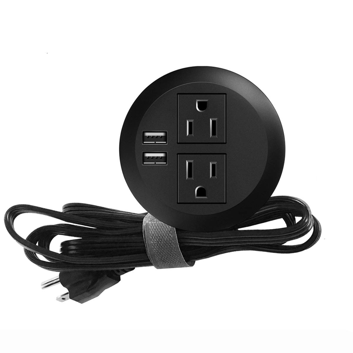 Desktop Power Grommet with USB,Recessed Power Socket with 2 AC Outlets