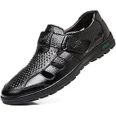 Veslexth Men Business Working Sandals Man Summer Office Breathable Loafers Leather Walking Slip-on Casual Oxfords Male Cocktail Party Fashion Dress Formal Shoes