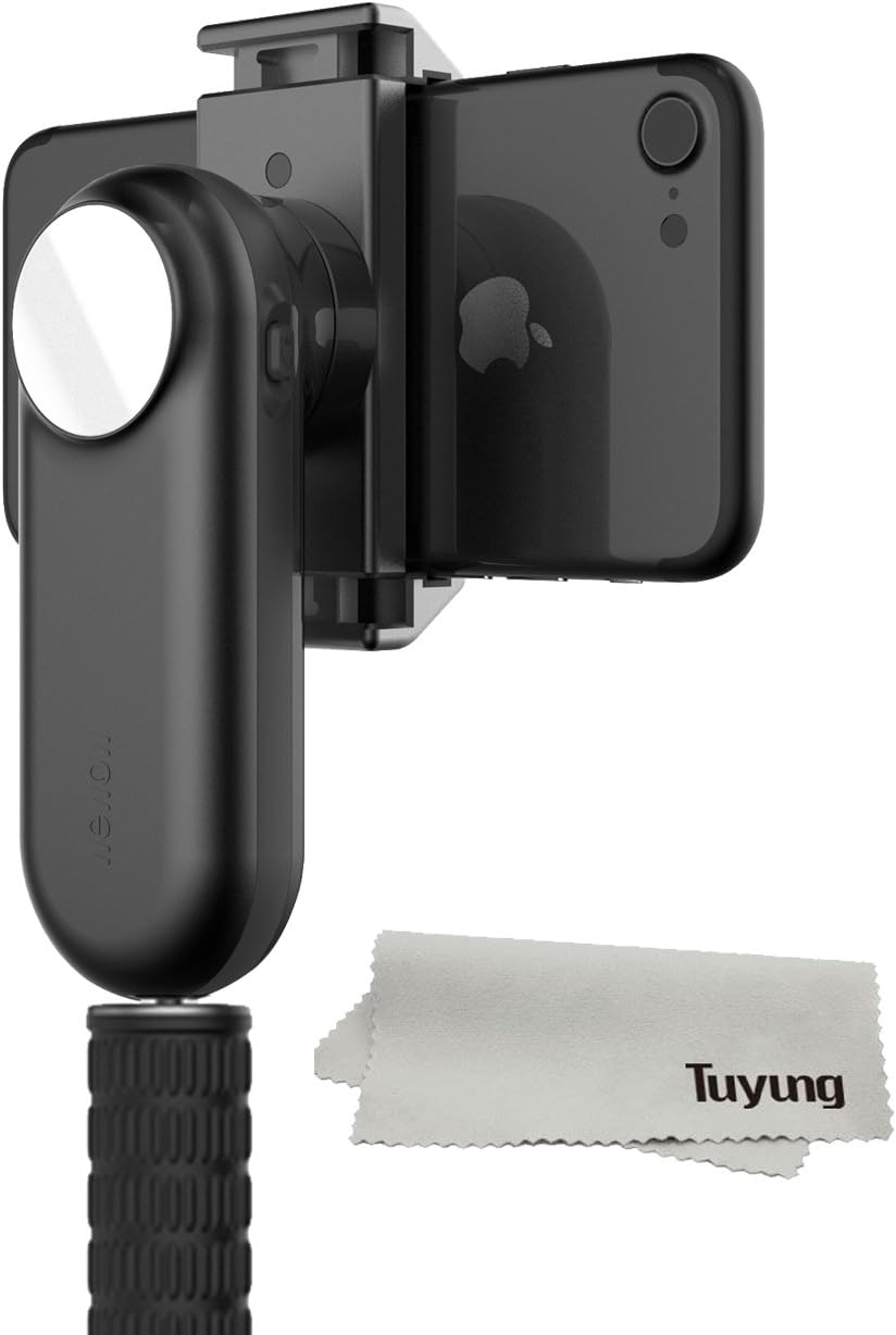 Wewow Fancy Handheld Gimbal Stabilizer for iPhone x 8 7 Plus 6 Plus Samsung Galaxy S8+ S8 S7 S6 Vertical Shooting Portable LED fill flash Self-timer mirror (Black)