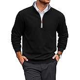 Yousify Mens Quarter Zip Pullover Mock Neck Long Sleeve Sweatshirts Casual Cotton Lightweight Golf Shirts