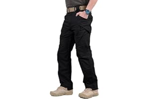 TACVASEN Men's Cargo Work Trousers Military Tactical Combat Pants Lightweight Outdoor Hiking Casual Pants with 9 Pockets