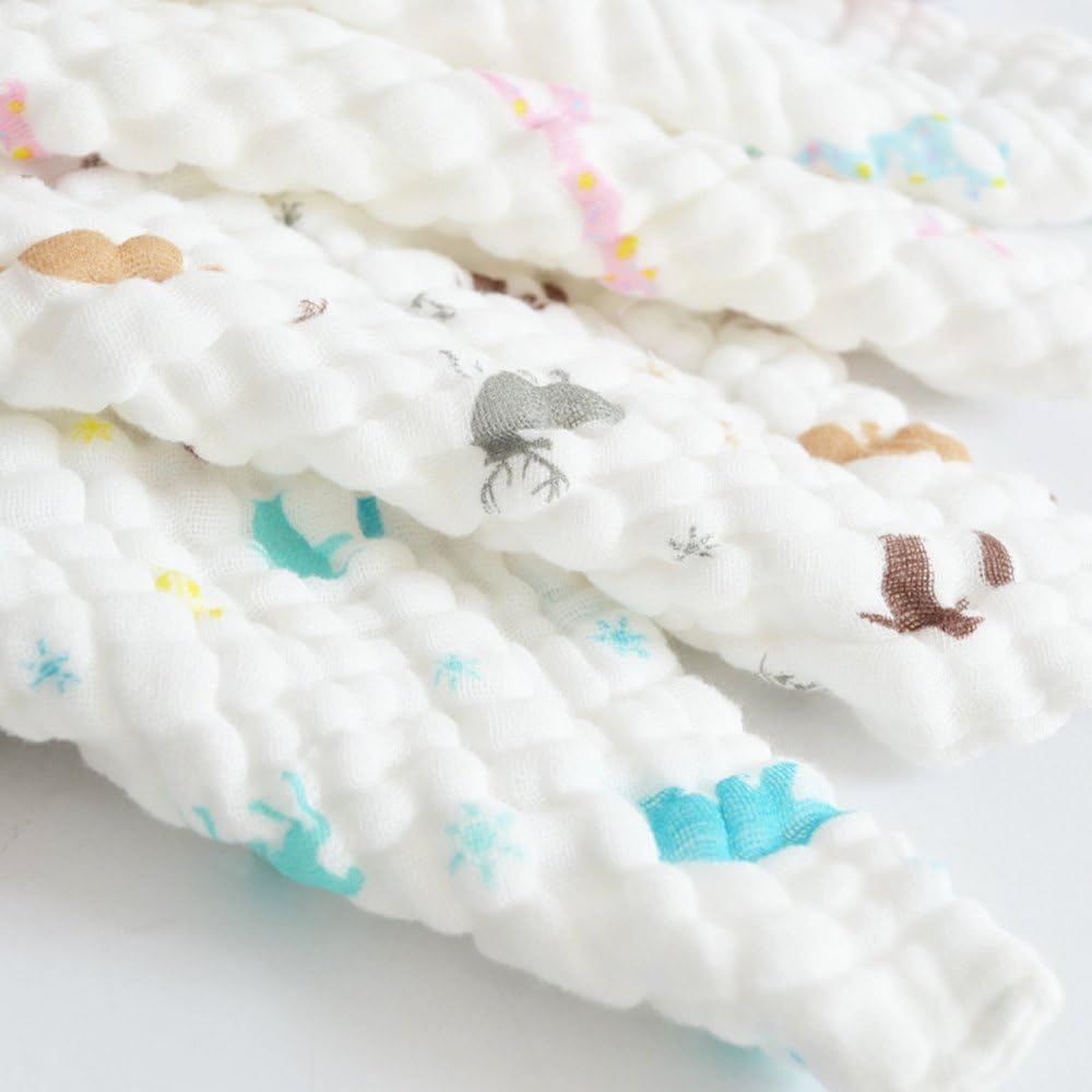 Kiyon Baby Muslin Washcloths Bath Towels- Super Water Absorbent Baby Wipes for the Newborn, Care for babys Sensitive Skin, 6-Pack (12"x12") perfect for shower gift (multi)