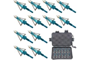 Jocoo 12PK 3 Blades Hunting Broadheads 100 Grain Screw-in Arrow Heads Arrow Tips Compatible with Crossbow and Compound Bow + 1 PK Broadhead Storage Case