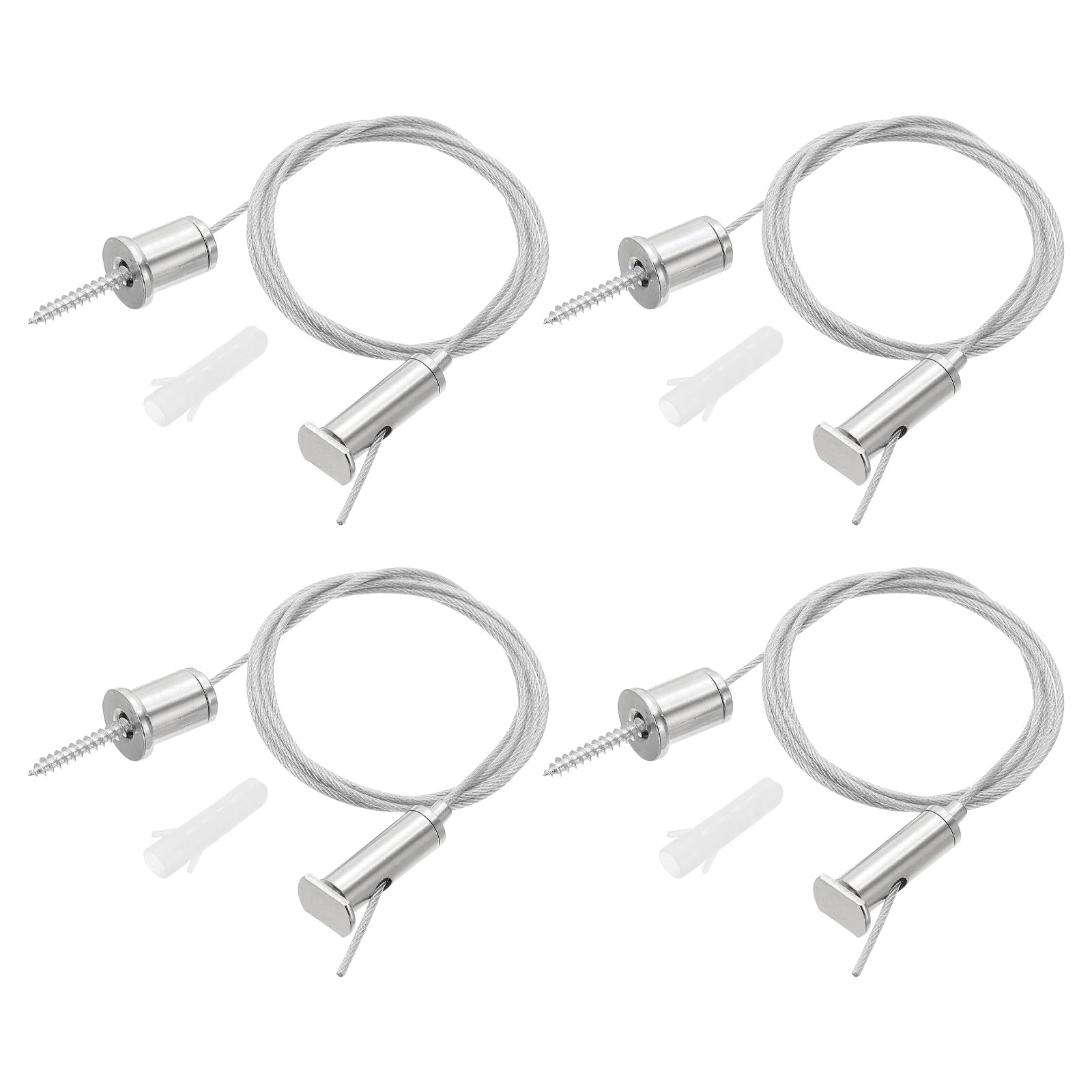 PATIKIL Ceiling Hanging Wire Cable Kit, 1m/3.3ft 4 Set Adjustable Light Suspend Cable Kit Panel Hanging Rope Clamp Oval Nail for Pendant Light Fitting Aquarium Lights, Style 2