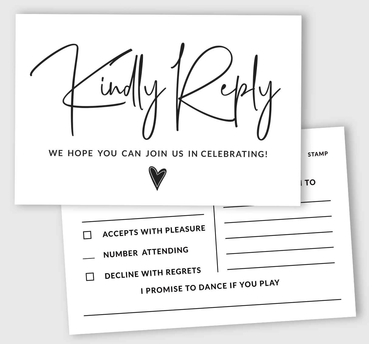 Inkdotpot 50 Blank RSVP Cards,RSVP Postcards No Envelopes Needed,Script Style Print Response Card,RSVP For Wedding,Baby Shower,Bridal Shower