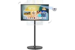 BISPRICO 27-Inch Portable Smart TV on Wheels with Touch Screen Monitor | 8G RAM +128G Storage | 8-core CPU Qualcomm | Built-in 8-10H Battery | 8MP Webcam | Android 13 OS | Full Swivel Rotation | Remote Control