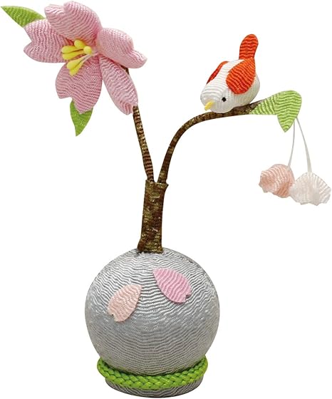 Amazon Co Jp ちりめん細工 置物 ミニ四季の花 小鳥 桜 京都 かわいい 和風 手作り 小物 和雑貨 四季 なごみ 飾り 贈り物 おしゃれ ホビー