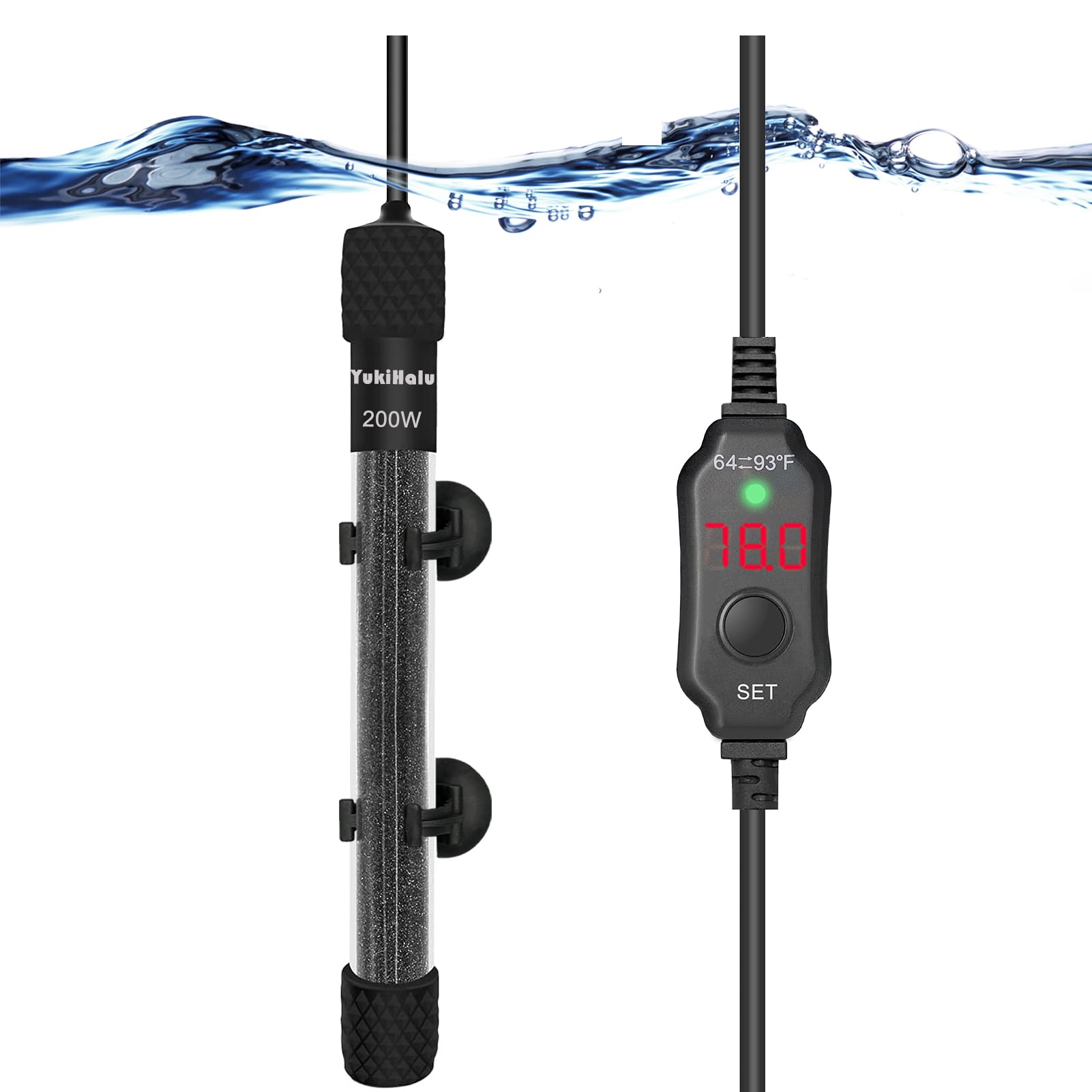 YukiHalu Small Aquarium Heater 25W With External Controller - For 1-5 Gallon Fish Tanks