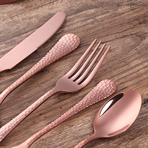 20-Piece Rose Gold Flatware Silverware Set, Bisda Stainless Steel Cutlery Sets, Multipurpose Use for Home, Kitchen, Restaurant, Hotel Tableware Utensil Service for 4