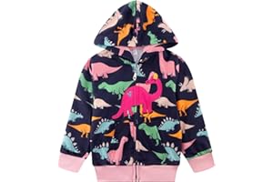 RETSUGO Girls Zip Up Hoodie Jacket Toddler Unicorn Rainbow Sweatshirt Kids Hooded Coat Casual Outerwear Size 2-7 Years