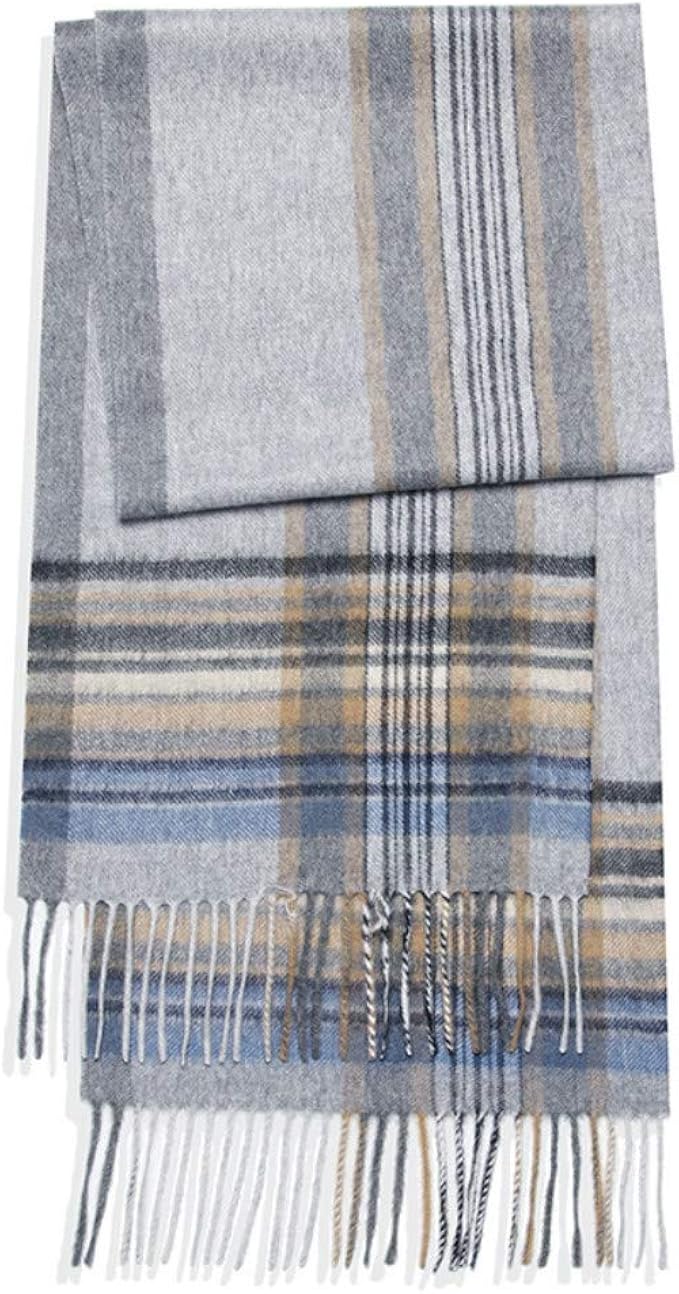 卓上棉品 マフラー カシミア レディース メンズ 男女兼用 チェック ストール ショール シンプル スカーフ 柔らかい 秋冬 お洒落 カジュアル ギフト クリスマス プレゼント Gray マフラー 通販 Amazon