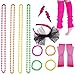 BRT Bearingshui 80s Fancy Dress Accessories Neon Necklace Bracelet Earrings Fishnet Gloves Leg Warmers Headband