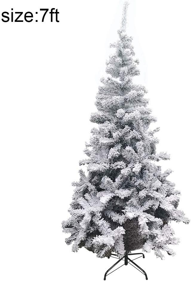 Poitwo Snow Flocked Hinged Artificial Christmas Pine Tree Decoration Holiday with Metal Stand