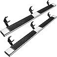 PZ 6.5" Running Boards for 2015-2024 Ford F-150 SuperCrew Cab 4-Door 2017-2024 Ford F250 F350 Super Duty Crew Cab Mirror Stainless Steel Side Steps Nerf Bars Ridge Pattern