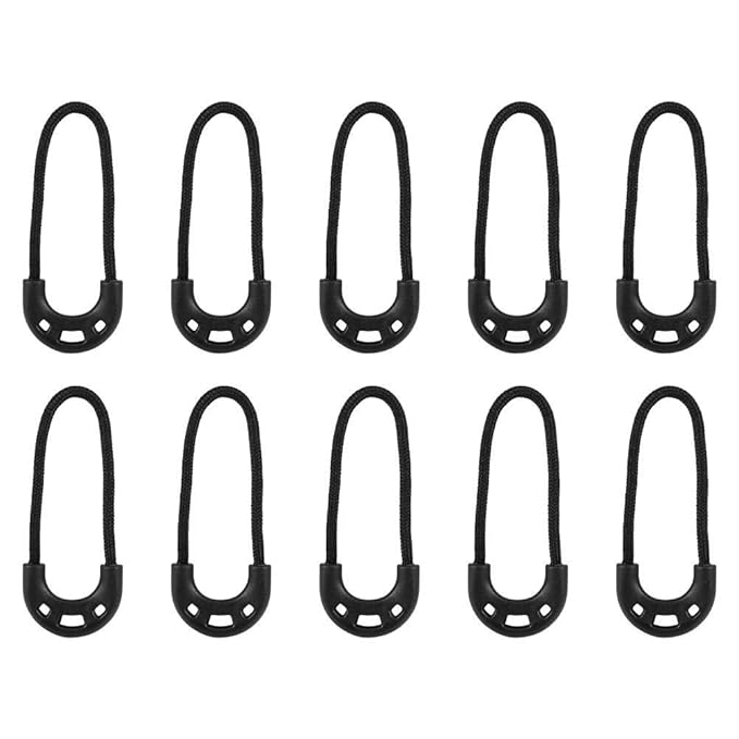 Zipper Pulls Cord 10Pcs/Bag EDC Black Small Lariat Rope for Outdoor
