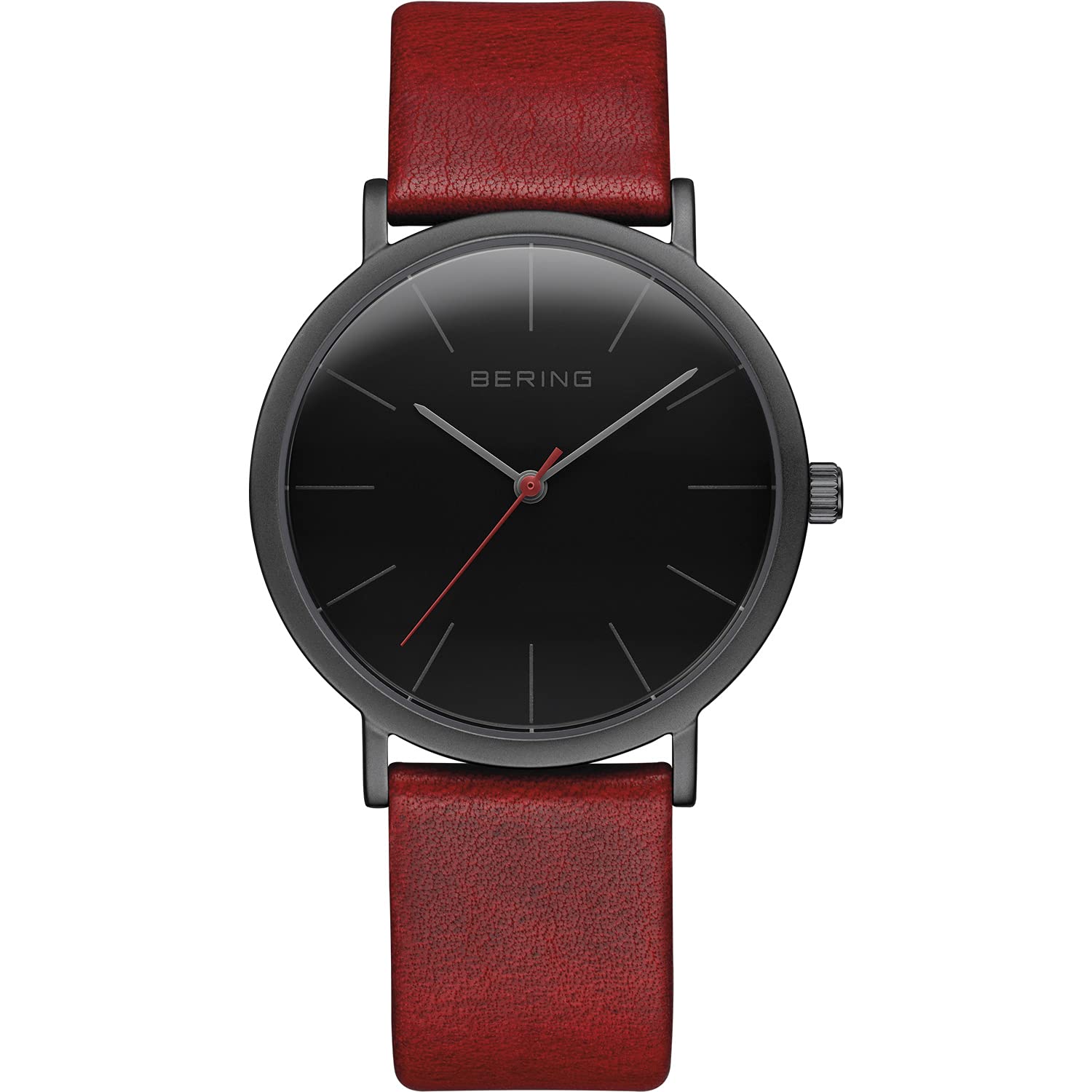 BERING Women Analog Quartz Classic Collection Watch with Calfskin Leather Strap and Sapphire Crystal 13436-622