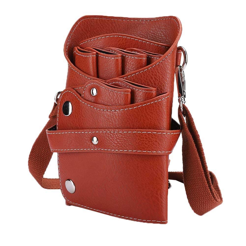 HURRISE Scissor Pouch Holster With Belt For Hairdresser/Hair Stylist/Barber'S Scissor Pouch Holster Beautymisc Holder Case Bag For Breast Pumps Useful Pu Leather(Brown)