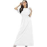 KOH KOH Womens Split Sleeves Smocked Elegant Cocktail Long Maxi Dress
