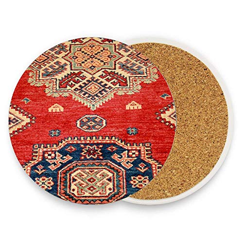 Uwwrticm Natural Dyed Handmade Anatolian Carpet Ceramic Coasters