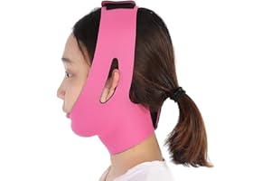 FILFEEL Facial Slimming Mask, Lifting Belt Face Double Chin Slim Bandages V Line Beauty Weight Loss Tools Improve Masseter Muscle (Rose Red)
