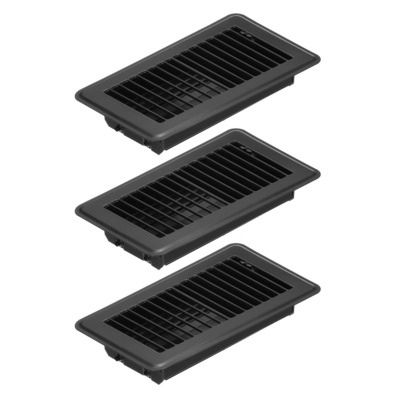 PATIKIL 8 x 4 Inch Floor Register, 3pcs Heavy Duty Air Vent Cover Steel Adjustable Decor Vents Easy Adjust Floor Grates for Sidewall Home Office, Black